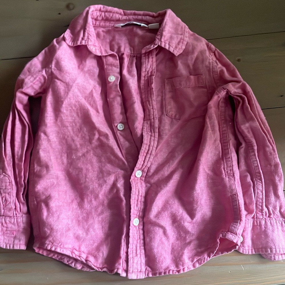 Pink 3T Linen button down